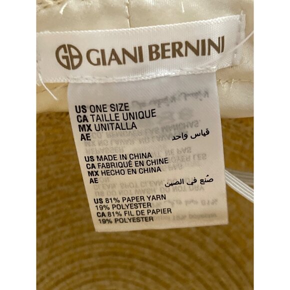 NWT Giani Bernini Natural Adjustable Fit Band Straw Hat One Size - Picture 3 of 5